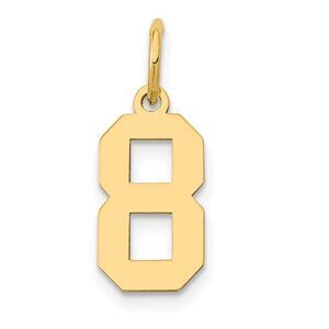 14k Yellow Gold, Athletic Collection, Small Polished Number 8 Pendant
